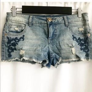 Mossimo Supply Co Flower Embroidered Jean Shorts